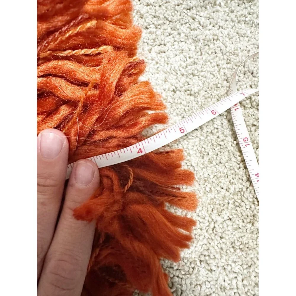 West Elm‎ Textured Woven Throw Blanket Rust Orange Fringe Tassel Boho Modern